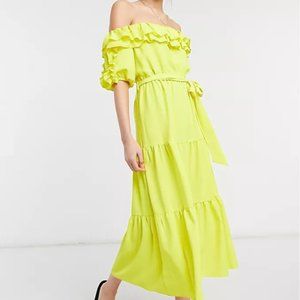 ASOS | Off-the-shoulder Midi Dress | Yellow